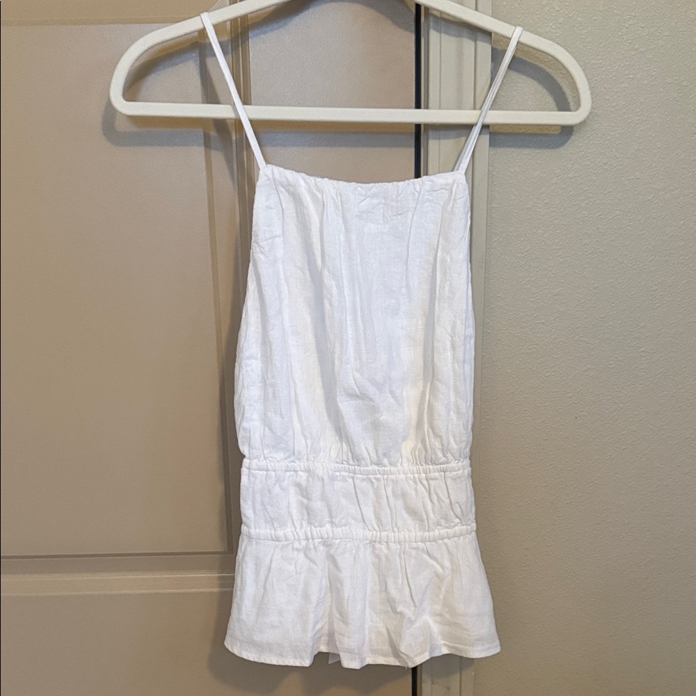 Abercrombie & Fitch Linen High Neck Camisole with Open and Adjustable Back